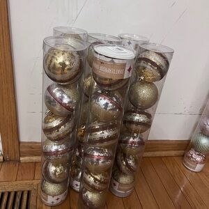 Holiday lane set of 6 gold ornaments Christmas decorations